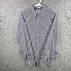 Abercrombie & Fitch Mens Muscle Fit Gingham Button Down Shirt Navy Blue White M